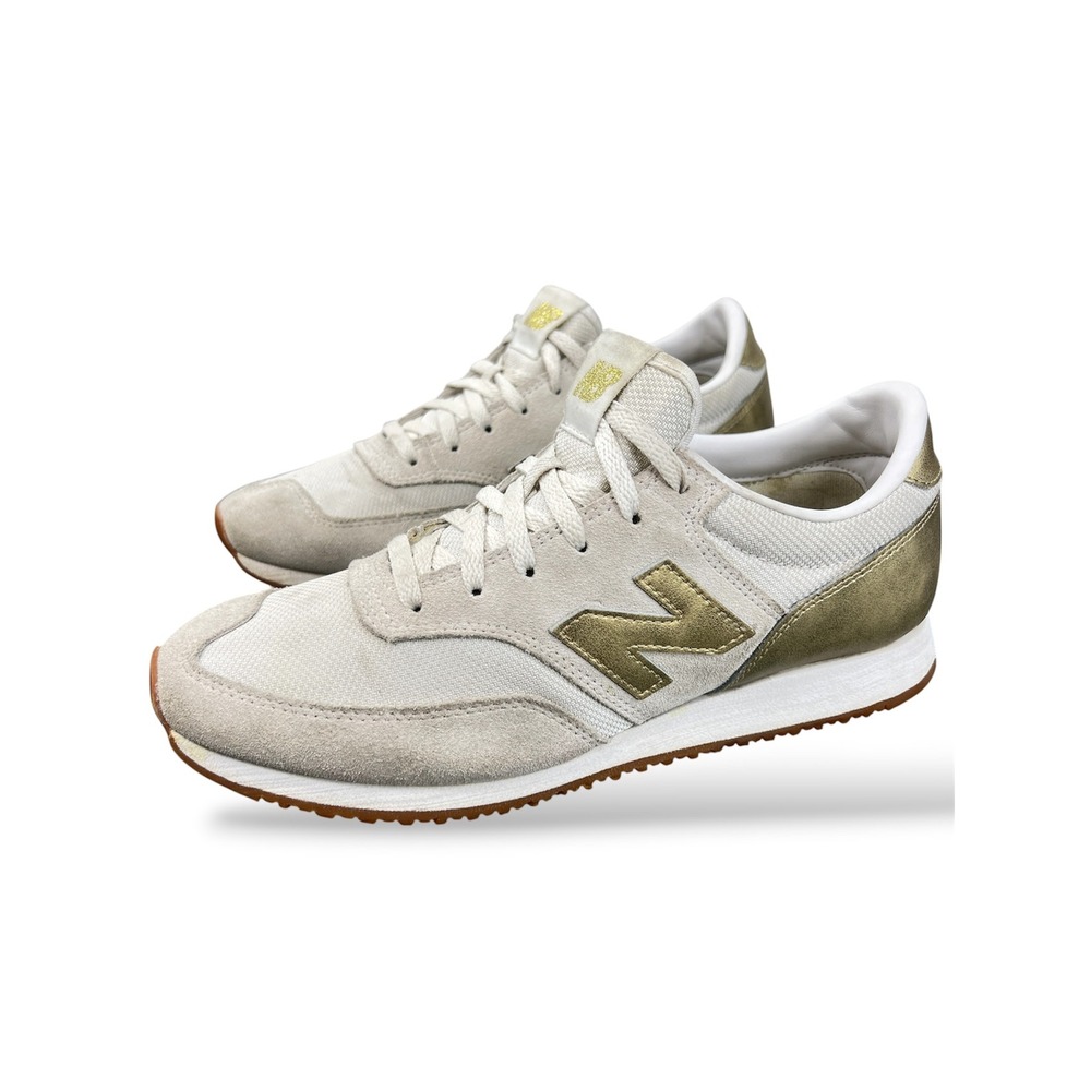 New Balance 620 Women 9.5 Sneakers Cream Gold Metallic CW620JD2 Low Top Shoes